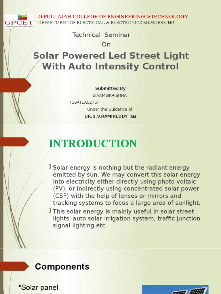 Solar LED Street Light System Overview | PDF | Solar Power | Electrical ...
