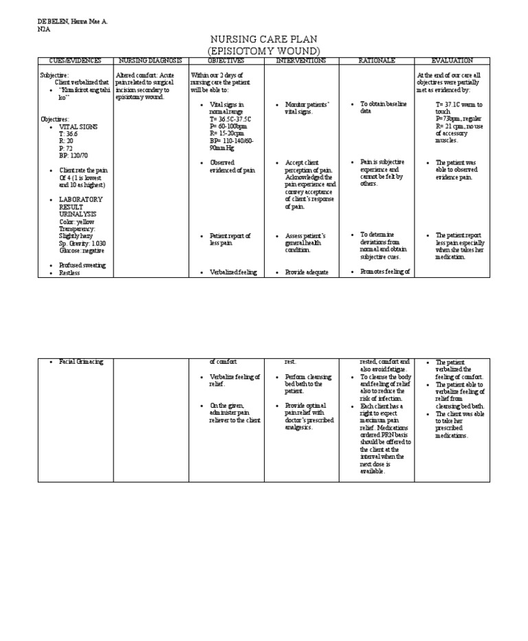 Nursing Care Plan | PDF | Pain | Wound