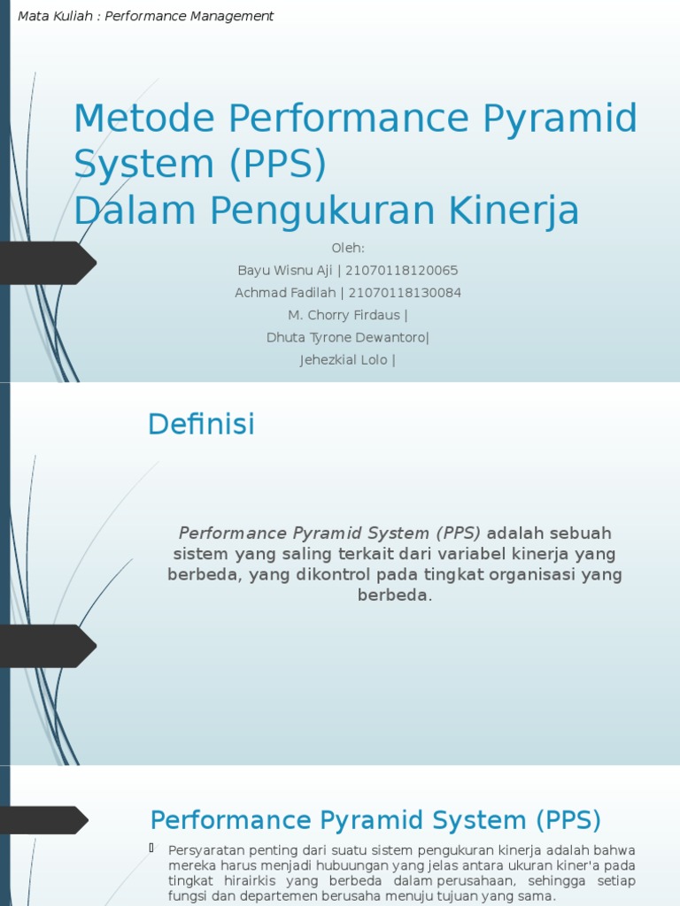 Metode Performance Pyramid dalam Kinerja | PDF