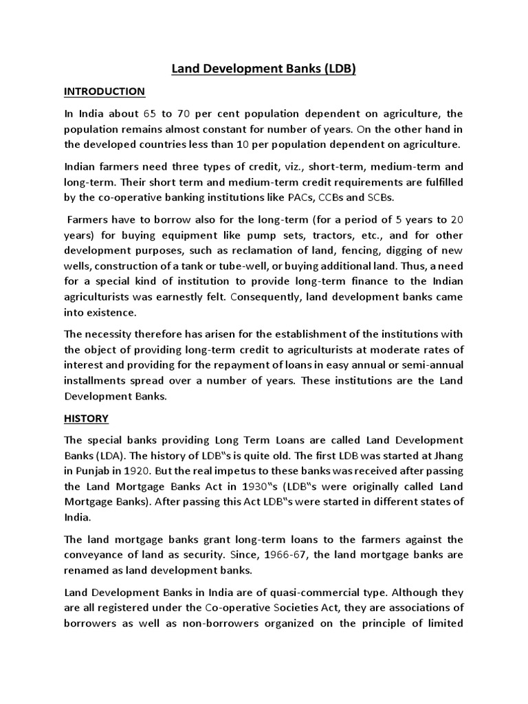 Land Development Banks PDF Debenture Loans