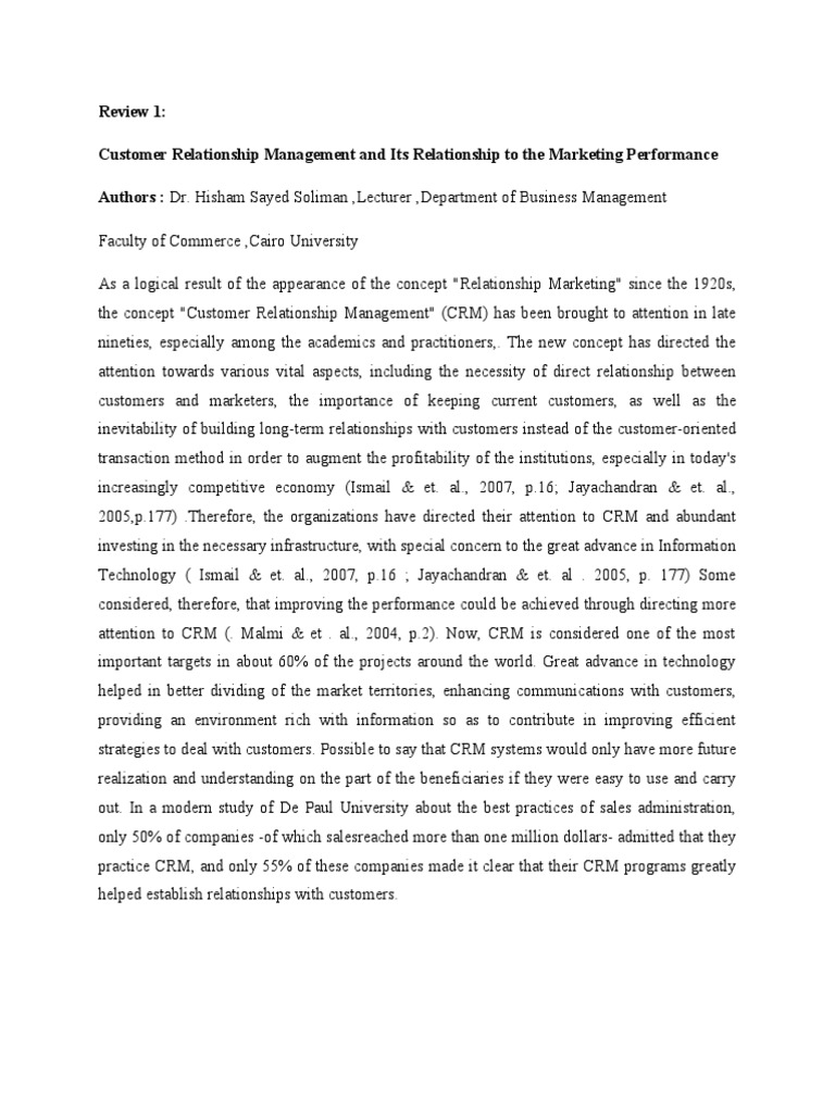 CRM's Impact on Customer Satisfaction | PDF | Customer Relationship ...