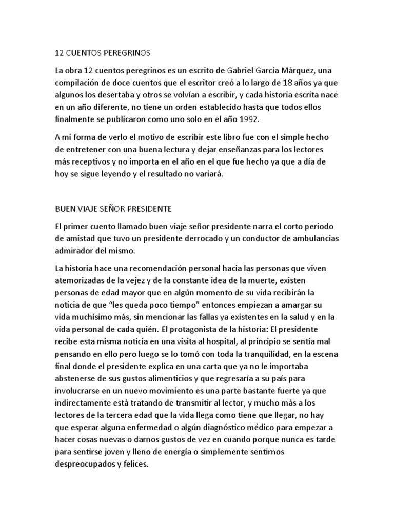12 CUENTOS PEREGRINOS (Resumen) | PDF | Cuentos | Gabriel García Márquez