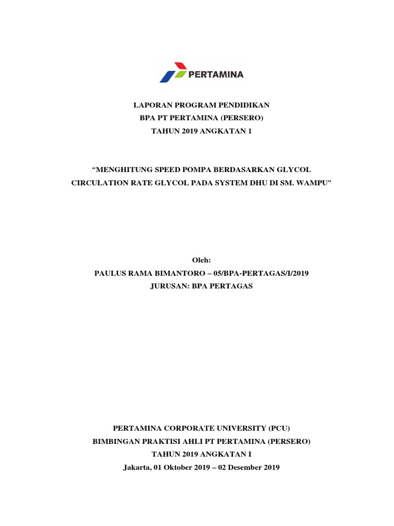 Menghitung Speed Pompa Berdasarkan Circulation Rate Glycol | PDF