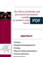 Effects of attitudes and environment on student entrepreneurial intent