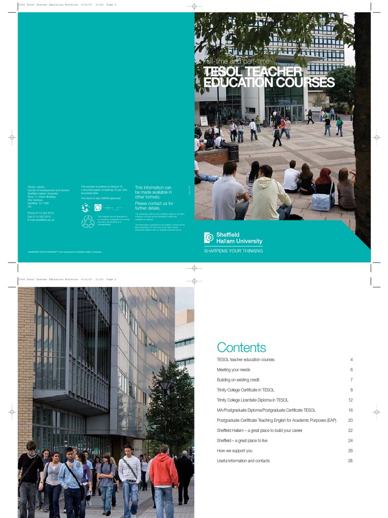 TESOL Teacher Education Courses Guide | PDF | English As A Second Or ...