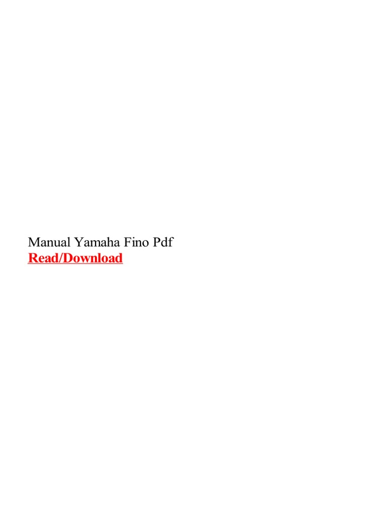YAMAHA FINO OWNER'S MANUAL Pdf Download