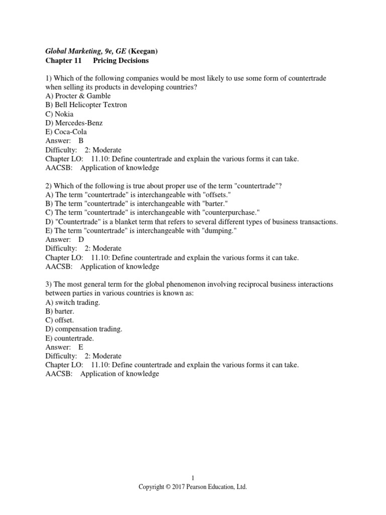 Chapter 11 - Questions Pool PDF | PDF | Business Economics | Trade