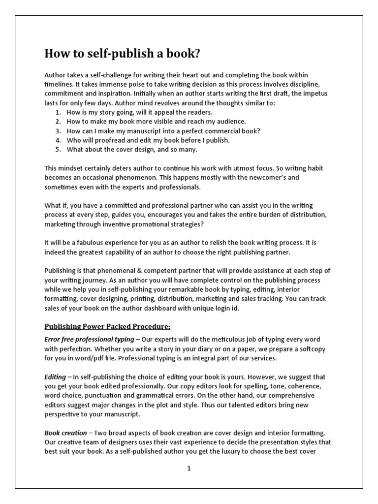 Self-Publishing Guide for New Authors | PDF | Self Publishing | Publishing