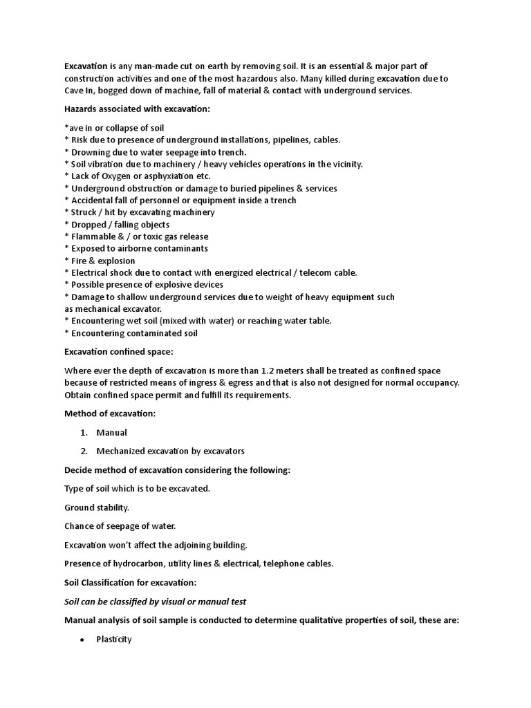 Excavation PDF Excavation (Archaeology) Soil