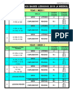 Shedule For Phonics Based Lessons Y1 & Y2 2019