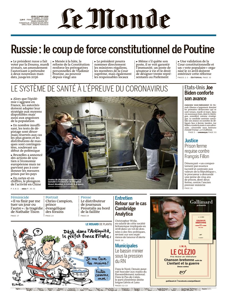 Lemonde 120320, PDF, Vladimir Poutine