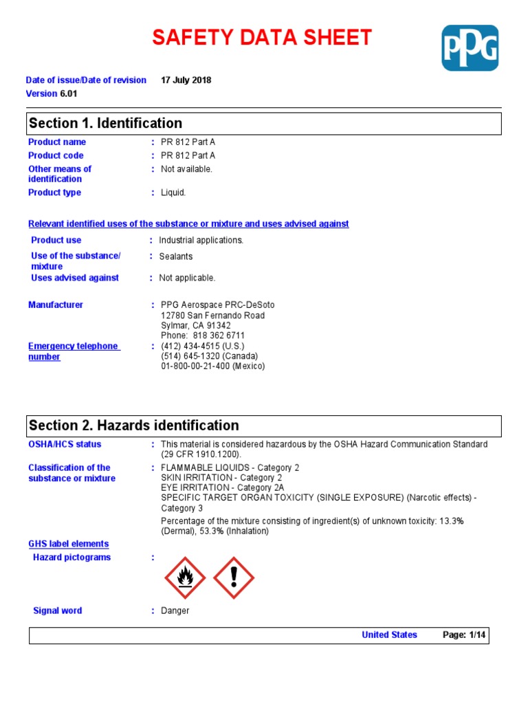 (C032) PPG Aerospace 0812xxxxmi655sk Black PR 812 Firewall Sealant PDF ...