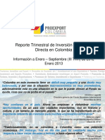 Reporte Trimestral de Inv Extranjera Directa en Colombia