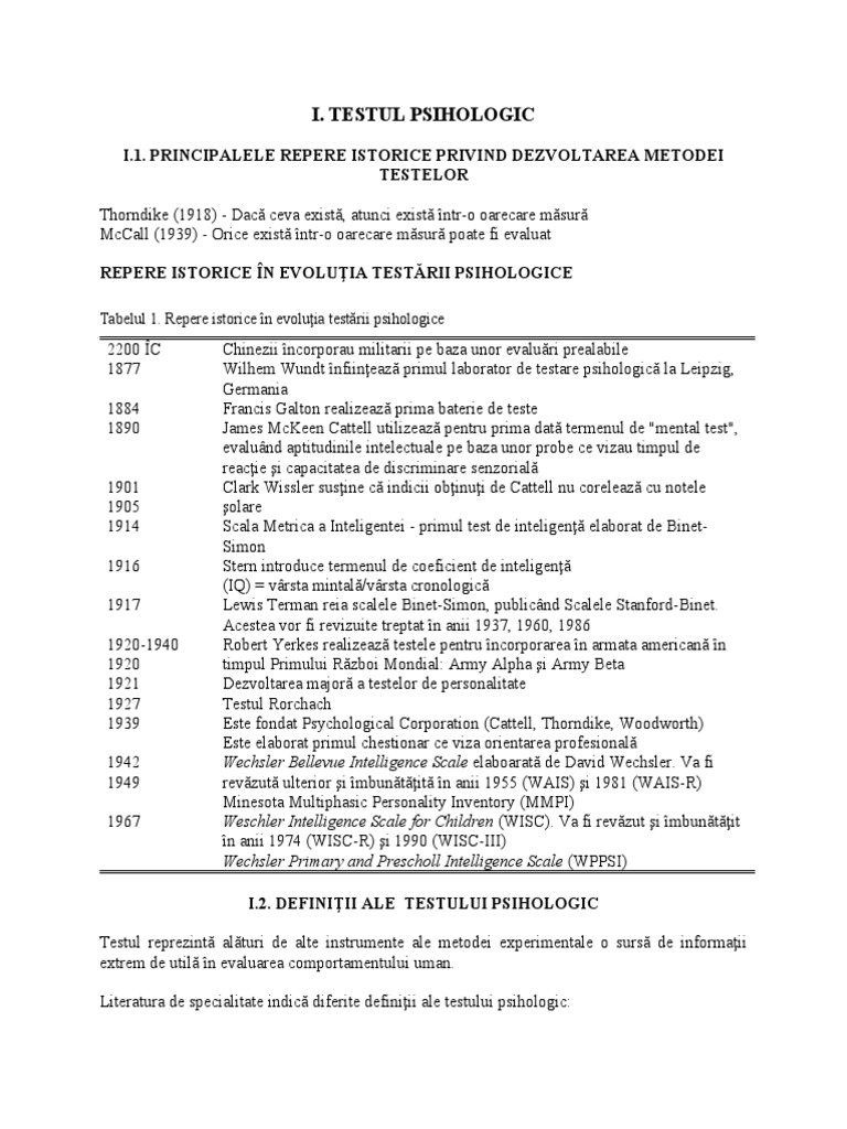 Caracteristicile Testului Psihologic | PDF