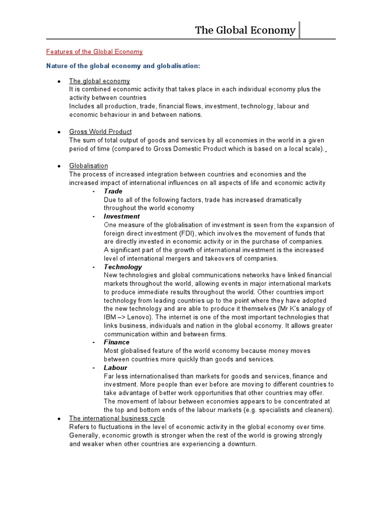 The Global Economy | PDF | Exchange Rate | Globalization
