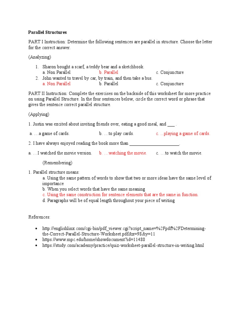 Parallel Structures Hannah Phrase Grammar