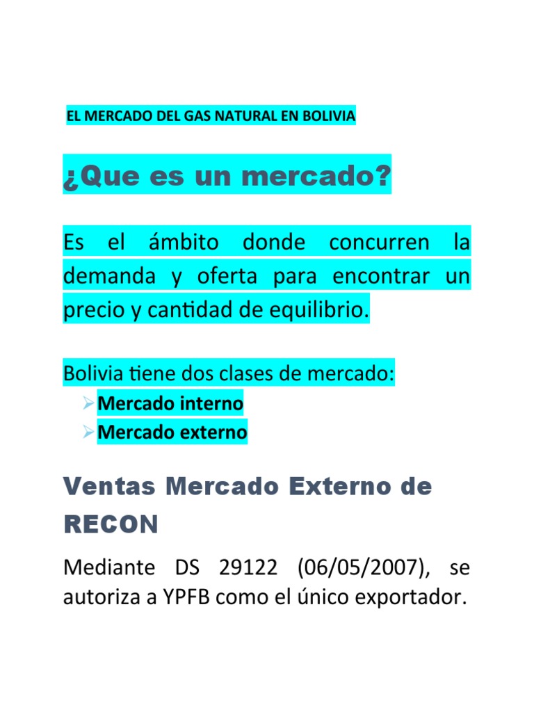 Precio del Gas Natural en Bolivia | PDF | Petróleo | Mercado (economía)