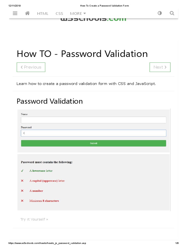 How To Create A Password Validation Form | PDF | Bootstrap (Front End ...