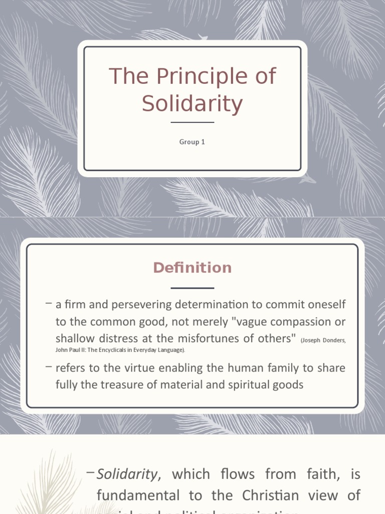Understanding the Principle of Solidarity | PDF | Solidarity | Common Good