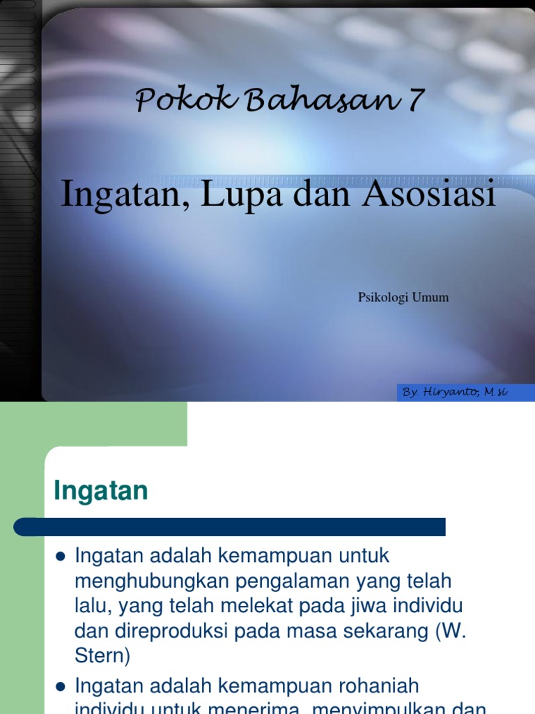 Ingatan, Lupa&Asosiasi | PDF