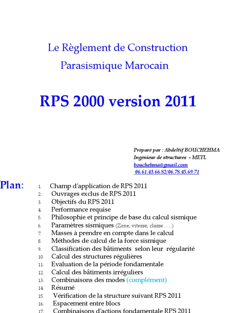 Presentation RPS 2011 | PDF | Béton armé | Bois (matériau de construction)