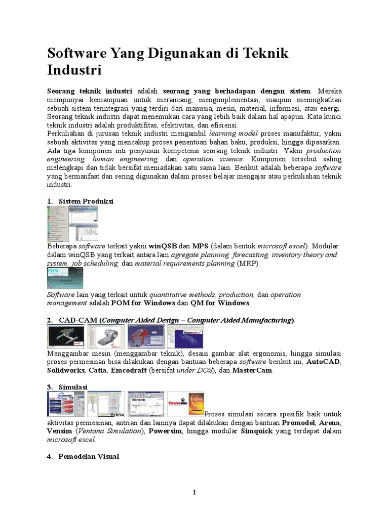 Software Penting untuk Teknik Industri | PDF