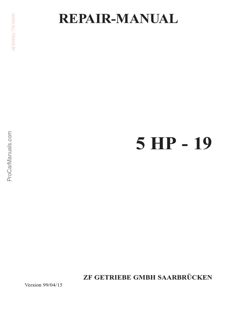 ZF 5HP19 Transmission Repair Manual PDF PDF Transmission (Mechanics