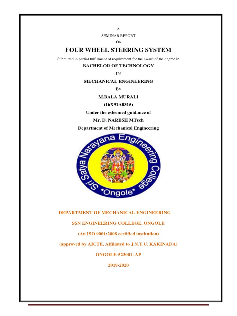 Four Wheel Steering System Document PDF Steering Transport