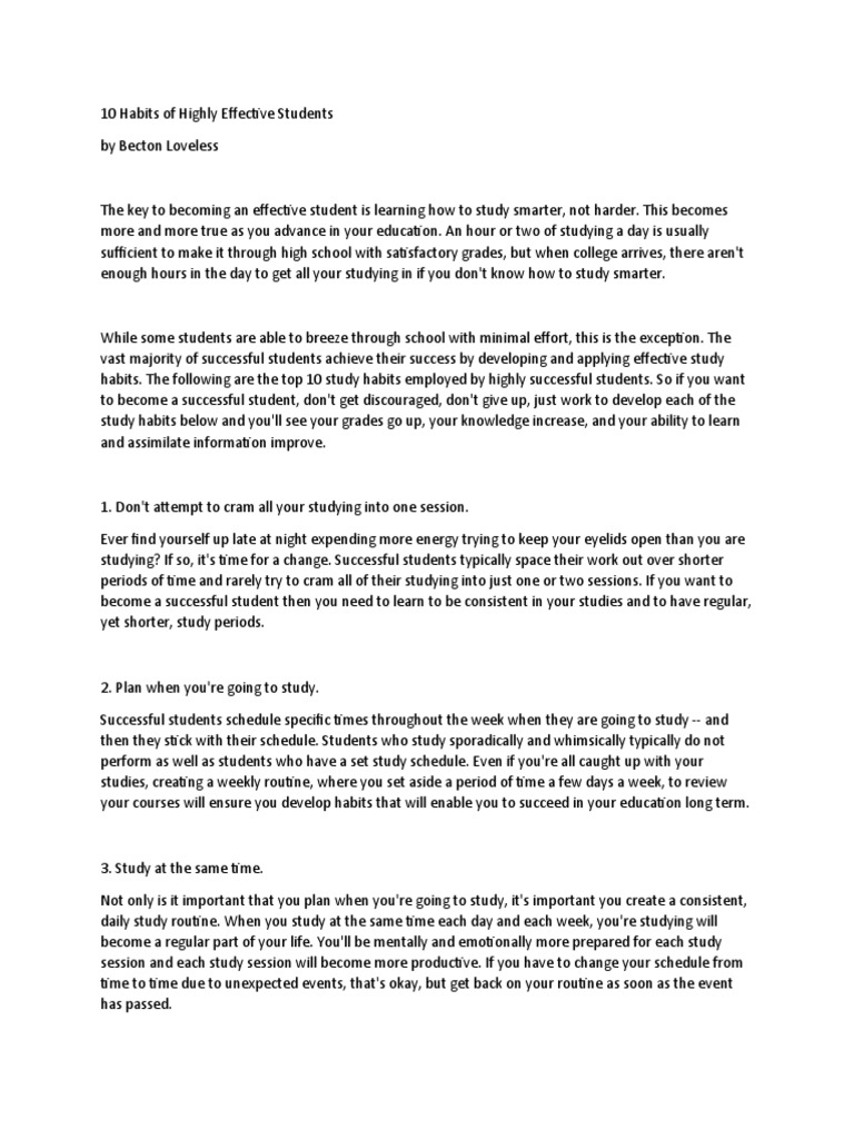 Effective Study Habits for Students | PDF | Plagiarism | Communication