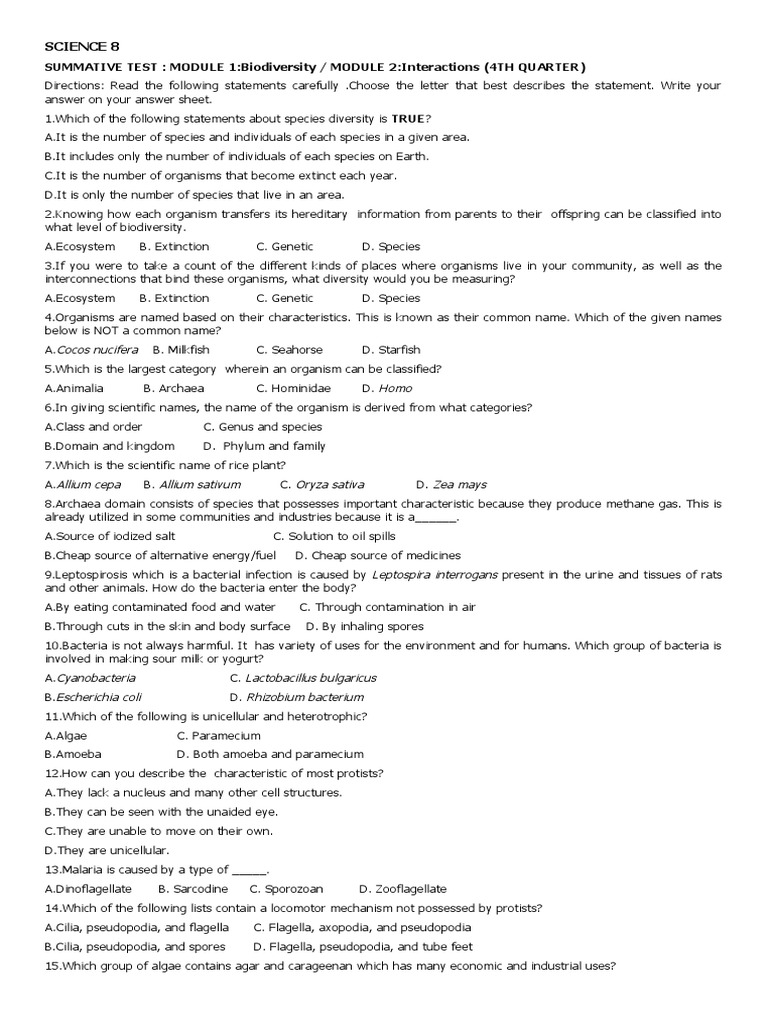 Grade 8 Science Q4 Summative Test | PDF | Atmosphere Of Earth | Water Vapor