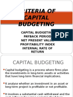 Criteria of Capital Budgeting Topic 6