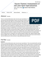 Competitive Club Soccer: Parents' Assessments of Children's Early and Later Sport Specialization - P