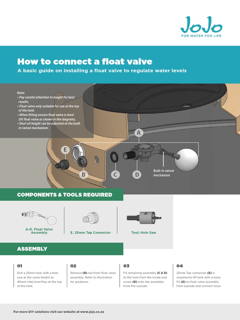 DIY Leaflet How To Connect A Float Valve To Your JoJo Tank PDF