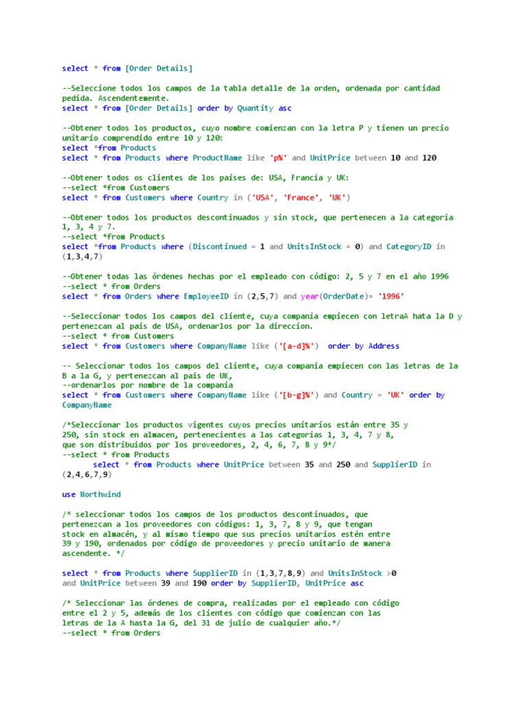 Ejercicios basicos de sql tomando como base northwind pdf bases de