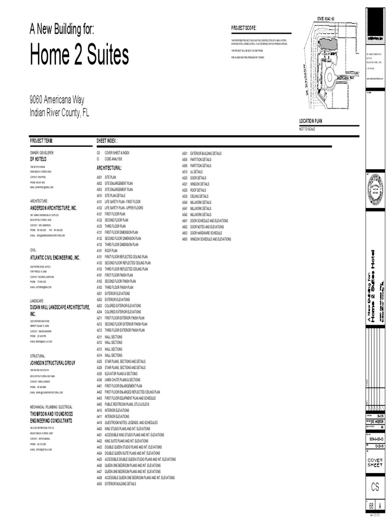 Construction Plans for a New 80Room Home 2 Suites Hotel in Indian