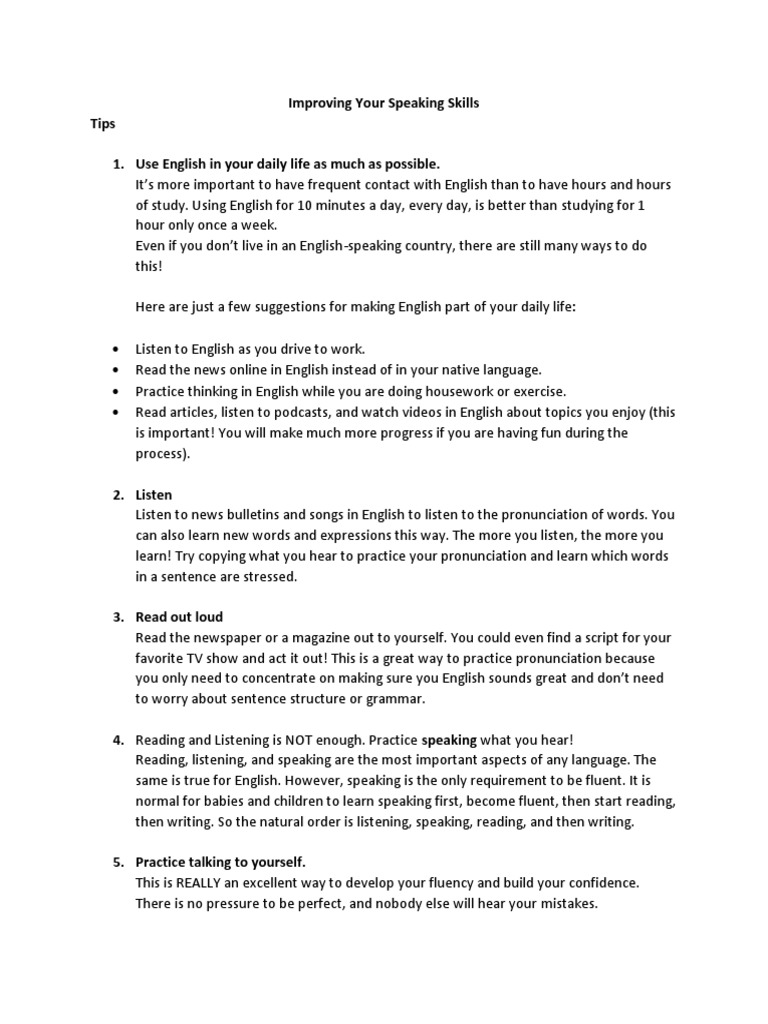 Enhance Your English Speaking Skills | PDF | English Language | Fluency
