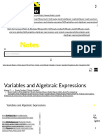 Variables and Algebraic Expressions