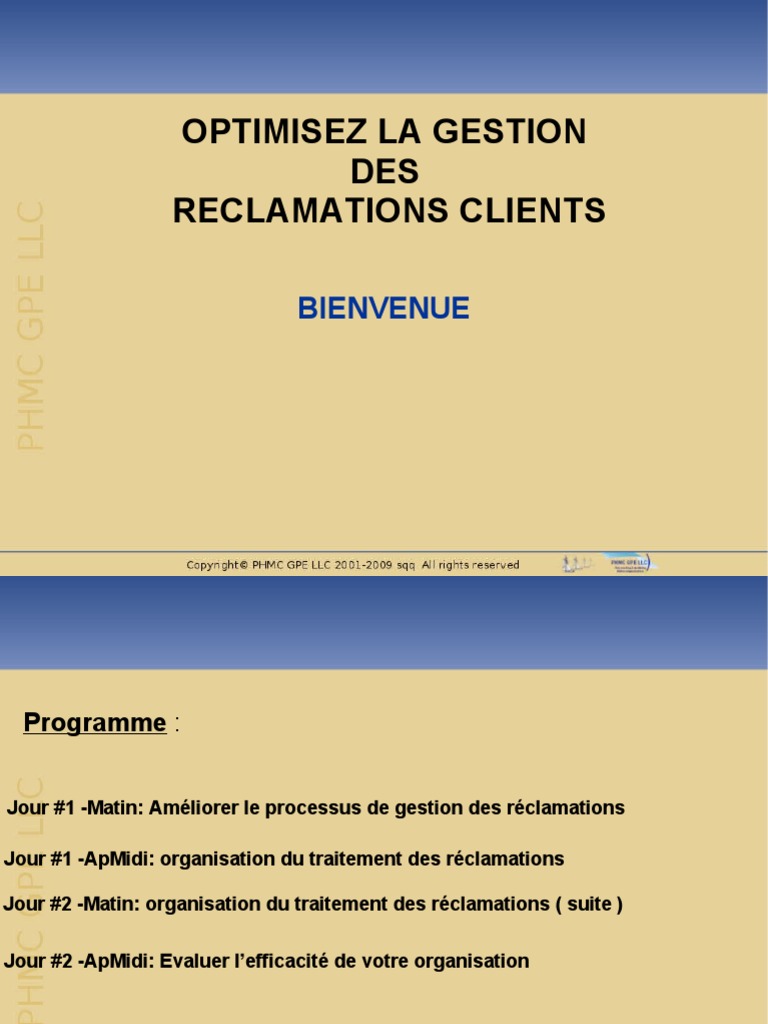 Optimisation de la gestion des réclamations | PDF | Gestion de la ...