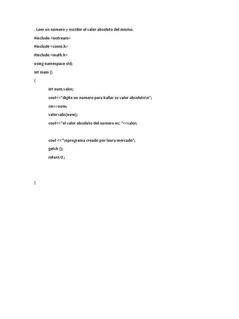 Valor Absoluto en C++ | PDF