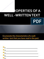 The Properties of A Well Written Text