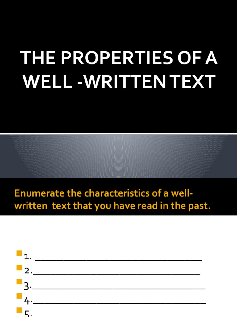 The Properties of A Well Written Text PDF Word Brainstorming