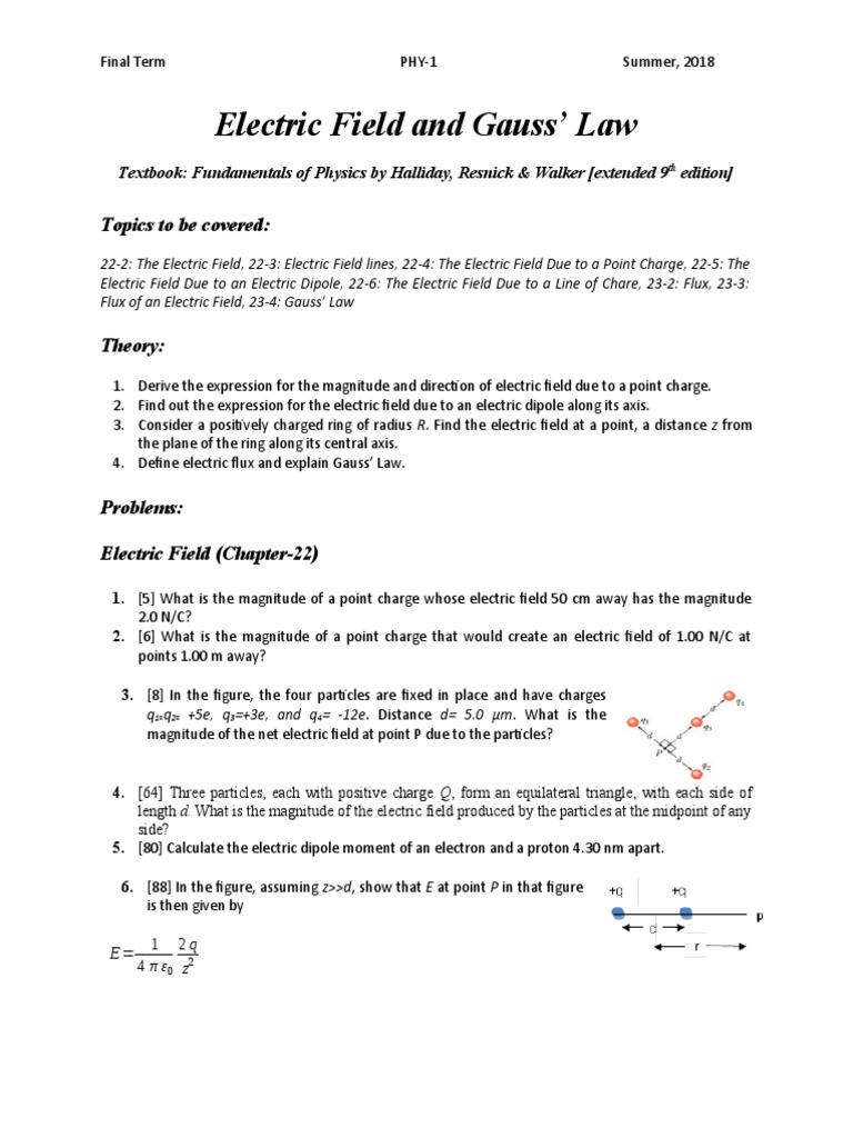 Electric Field and Gauss' Law Overview | PDF | Electric Field | Flux