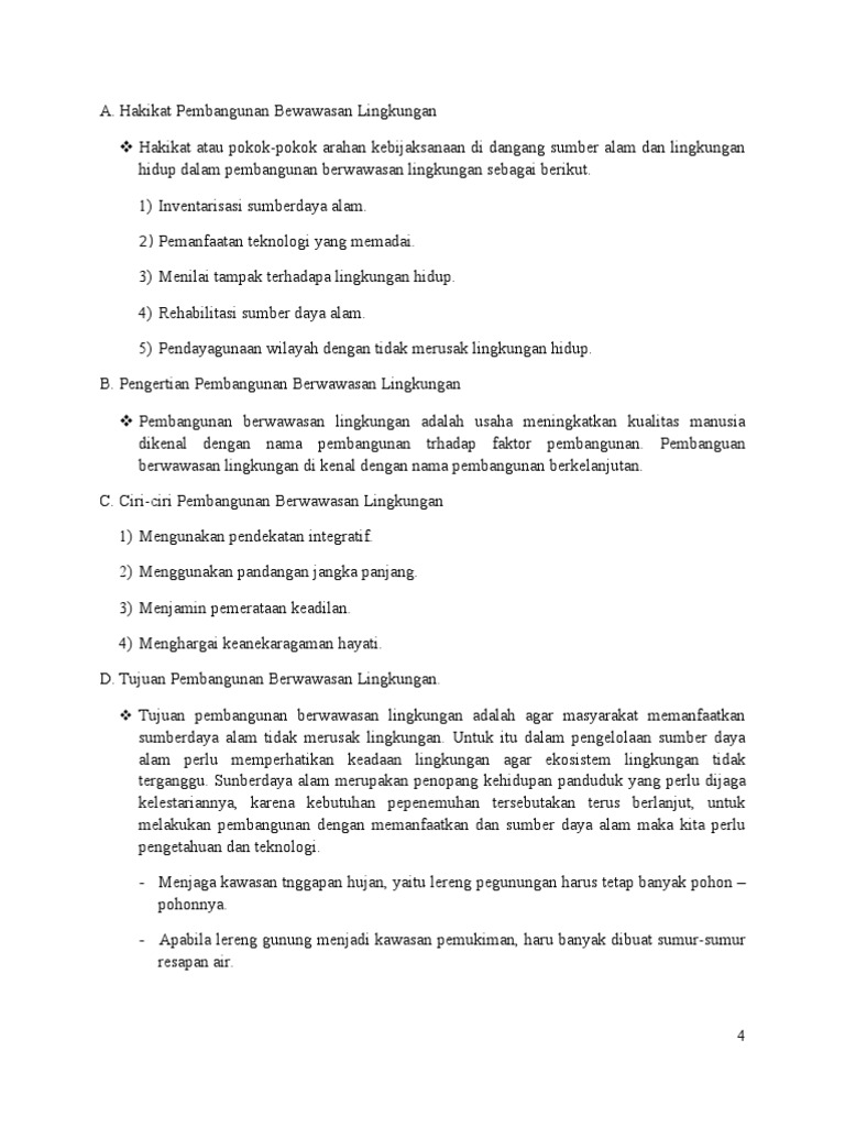 Hakikat Pembangunan Bewawasan Lingkungan