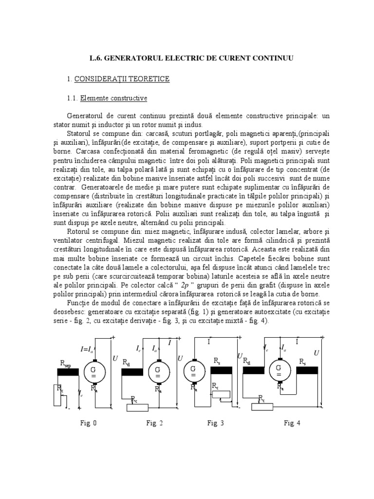 Generatorul Electric de Curent Continuu | PDF