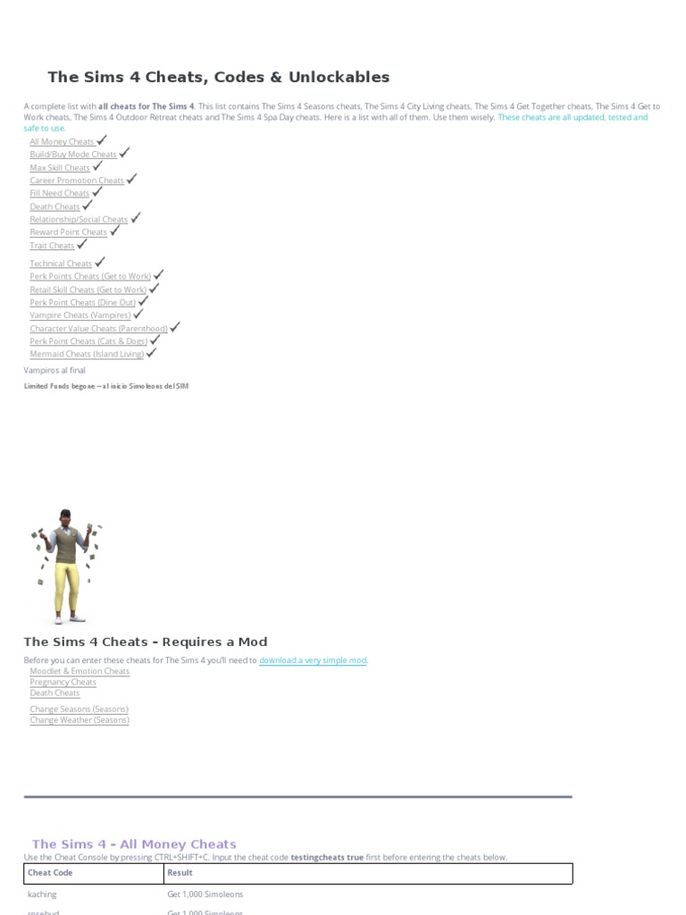 The Sims 4 Codes | PDF | Moodle | Waiting Staff