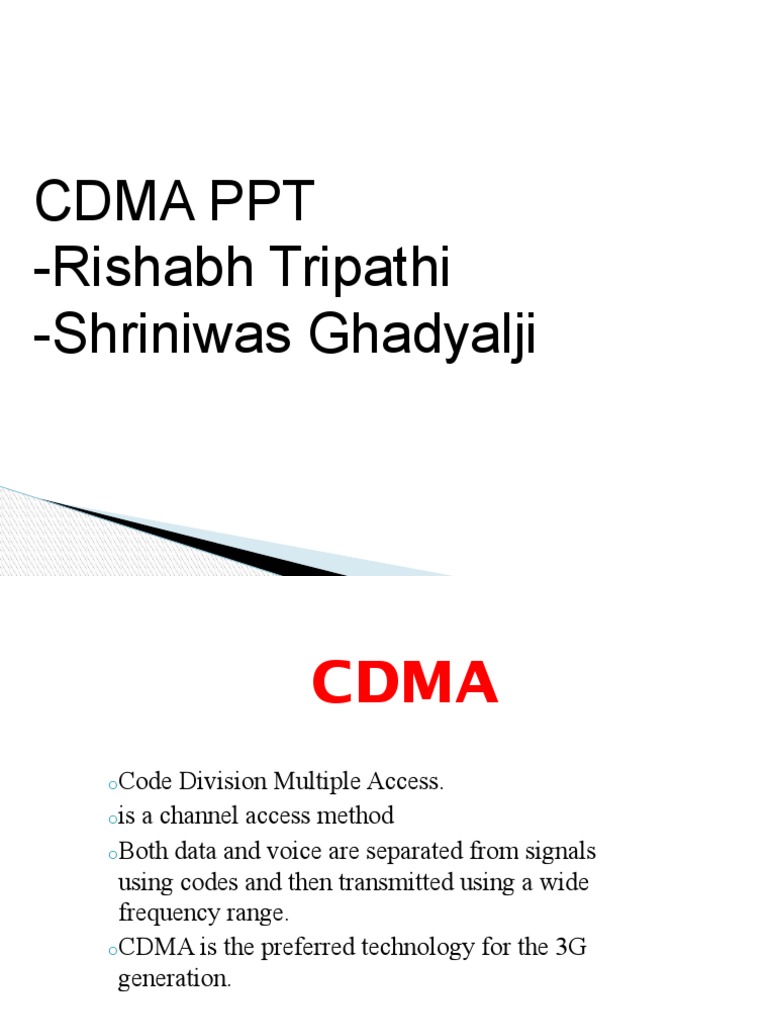 Cdma Presentation Pdf Sound Production Technology Electronic