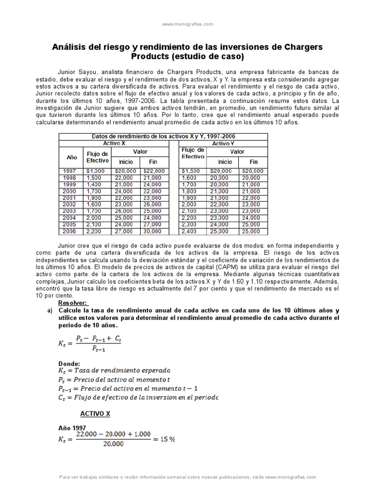 Análisis de Riesgo y Rendimiento de Inversiones | PDF | Modelo de ...
