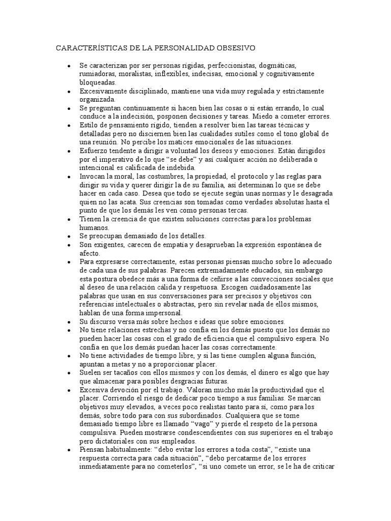 ¿Cuáles Son Las Características De La Personalidad Obsesivo-Compulsiva ...