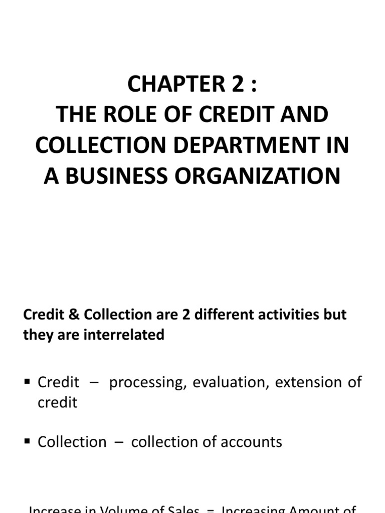 Role of Credit and Collection Units | PDF | Credit | Finance & Money ...