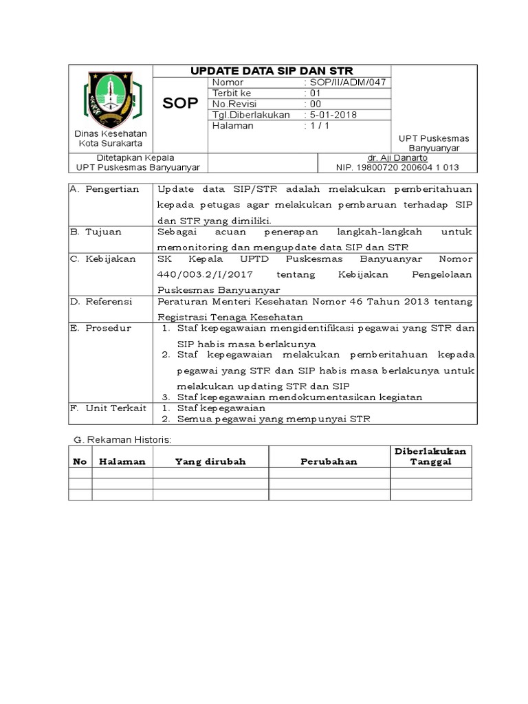 Sop Update Sik Dan STR (5-1-18) | PDF